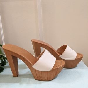 Candies White Wood Platform Heels Size 8